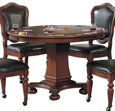 Cramco Faran Round Brown Cherry And Cordovan Birch Game Table W Brown