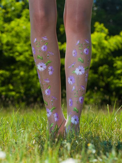 Purple Flower Tights Virivee Tights Unique Tights Designed And Made In Europe