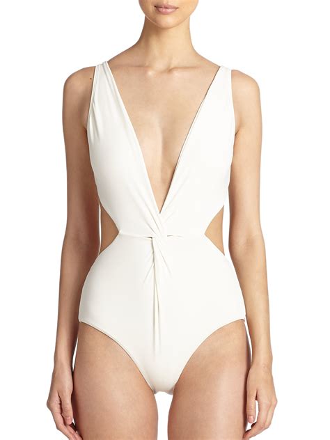 Lyst Mara Hoffman One Piece Front Twist Swimsuit In Natural
