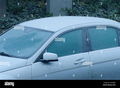 Car Covered In Frost Frozen Up Vehicleonset Of Winterseasontraffic