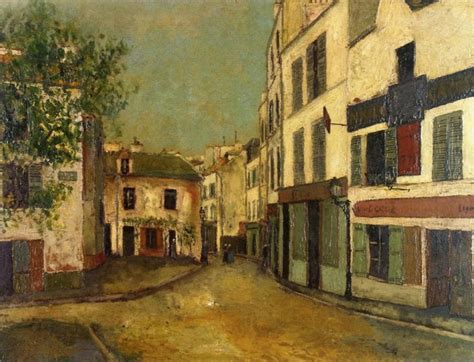 A Painting Of A Street With Buildings And Trees