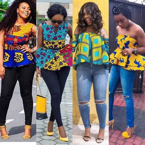 50 Best Ankara Top Styles On Jeans For Ladies 2017 African Print Tops African Fashion