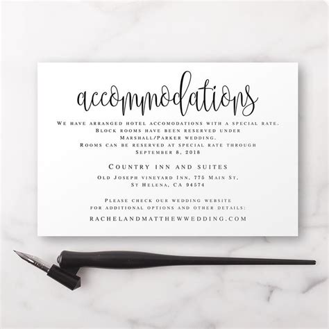Shop over 100 different designs that can be personalized to fit your wedding perfectly. Accommodation card Editable templates Accommodation insert ...