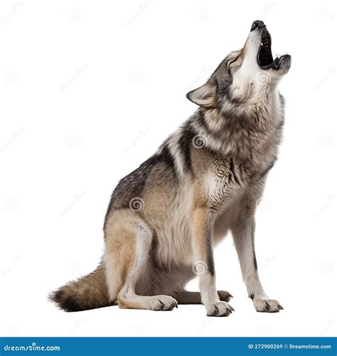 Sitting Howling Wolf on Transparent Background Stock Image