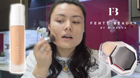 Fenty Beauty Pro Filtr Foundation And Powder Review And Demo On Acneoily Skin