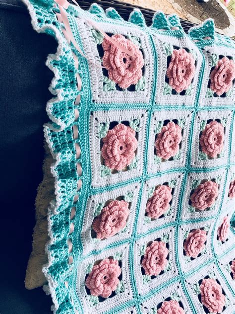 Crochet Rose Blanket Throw Floral Afghan Made Fresh After Etsy