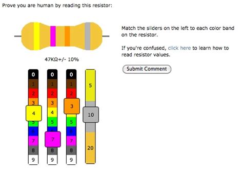 Resisty Resistor Captcha Solve The Resistor Values To Post A