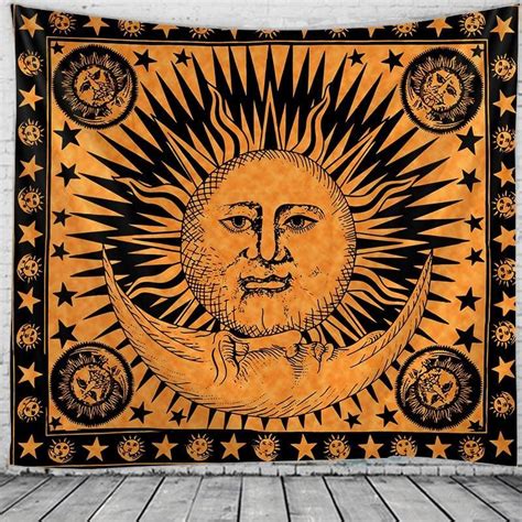 Orange Sun And Moon Tapestry Sun And Moon Tapestry Moon Tapestry Star