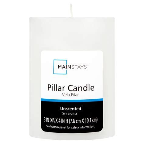 Mainstays Unscented Pillar Candle 3 X 4 Inches White