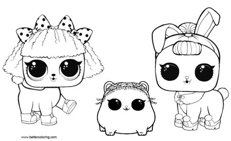 Aimed at kids aged between 5 and 12 years old, these vibrantly colored dolls cost around $15 each. LOL Pets Coloring Pages Three Pets - Free Printable ...