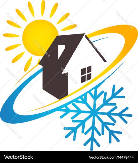 House Sun And Snowflake Design For Business Vector Image