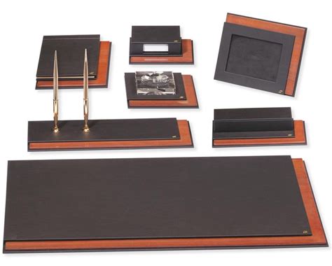 Leather And Wood Deskset Luxury Leather Desk Set Genuine Etsy