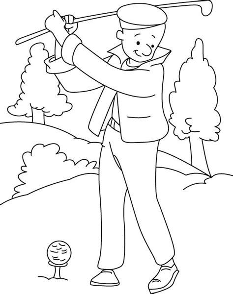 Playing golf coloring page | Download Free Playing golf coloring page