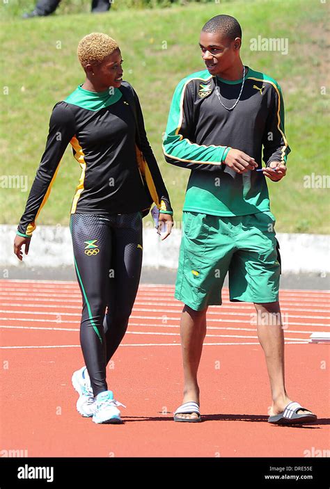 Latoya Greaves And Warren Weir Jamaican Track And Field Team Athletes Training Session At