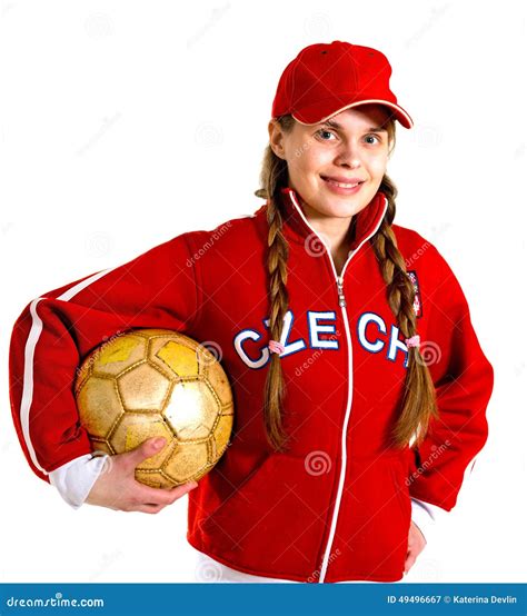 Girl In National Jersey Of Czech Republic Stock Image Image Of