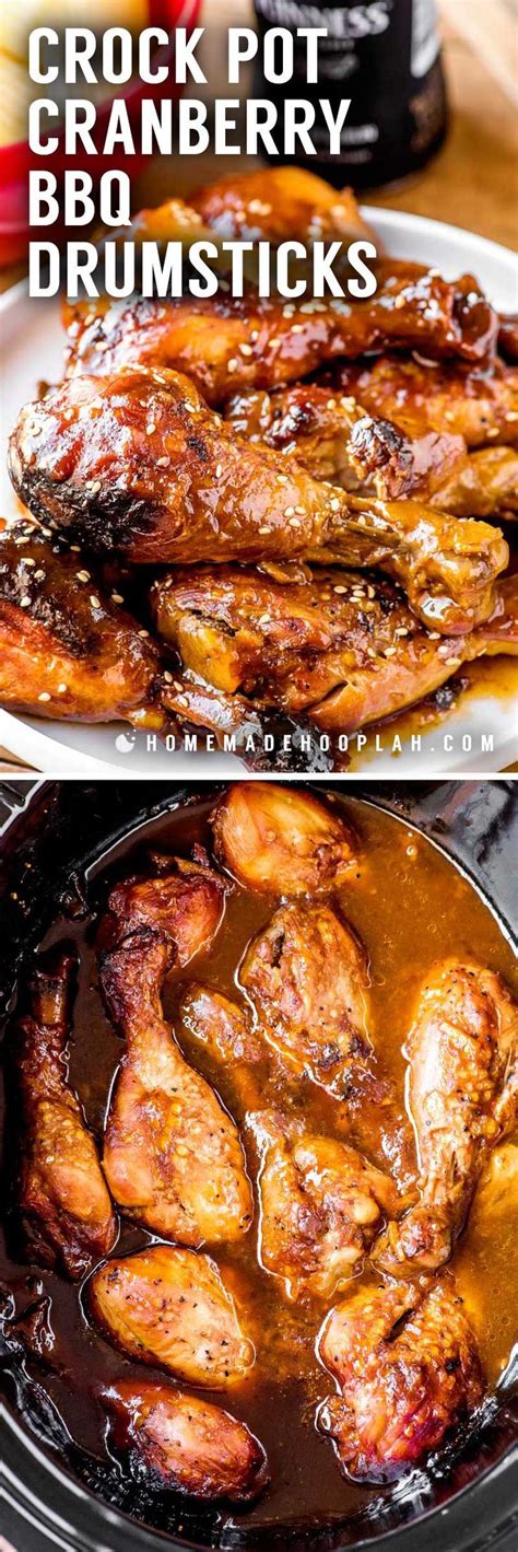 During end of cooking time, whisk together cornstarch and cold water and stir into liquid in slow cooker. Crock Pot Cranberry BBQ Drumsticks! Chicken drumsticks ...