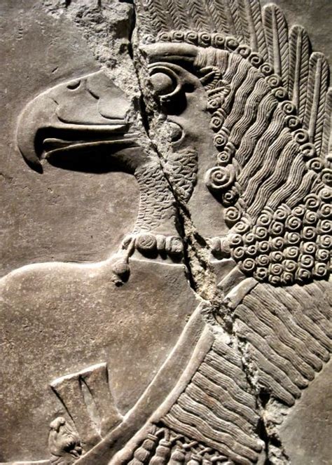 Detail Of A Relief Depicting The Eagle Headed Assyrian God Nisroch From