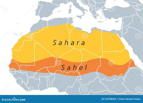 The Sahara Desert And The Sahel Region North Africa Political Map
