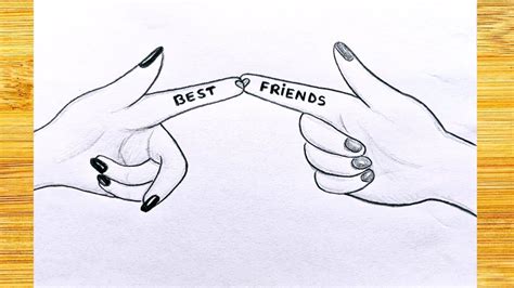 How To Draw Best Friends Hand Drawing Bff Easy Drawing Pencil Sketch