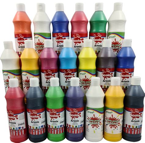 20 Pack 600ml Poster Paints Evelay