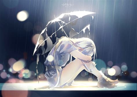Anime Character Crying In The Rain Rain Anime Cry Girl Myniceprofile Gif Tweet Sad Bodenswasuee