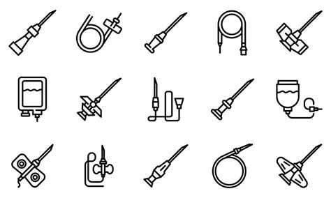 Catheter Icons Set Outline Style Vector Art At Vecteezy