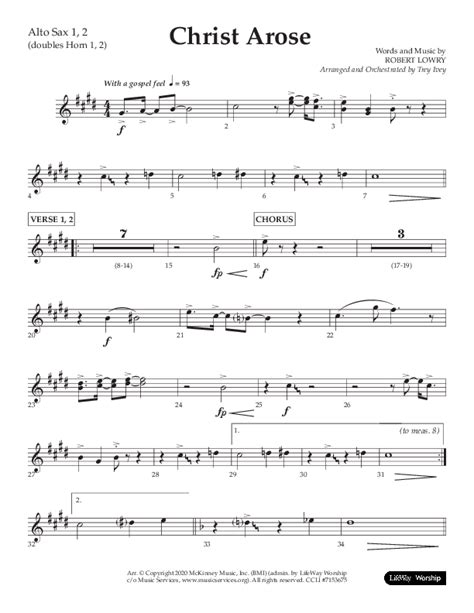 Christ Arose Choral Anthem SATB Alto Sax Sheet Music PDF Lifeway