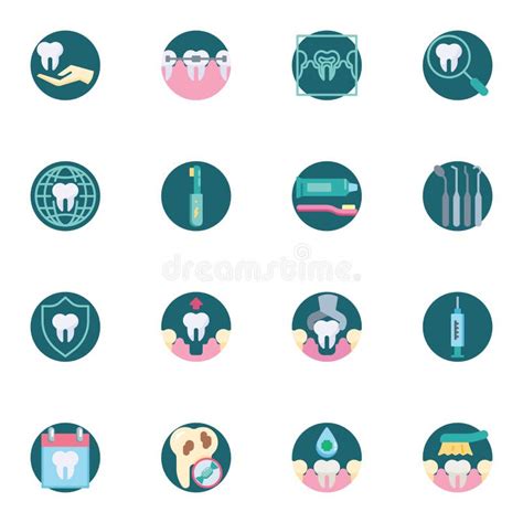 Dental Healthcare Flat Icons Set Stock Vector Illustration Of Modern