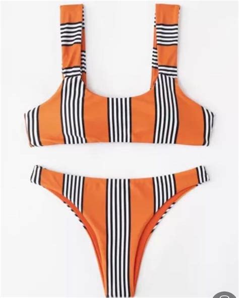 Repriced Orange And Striped Tank Type Top And Sexy Bottoms Womens