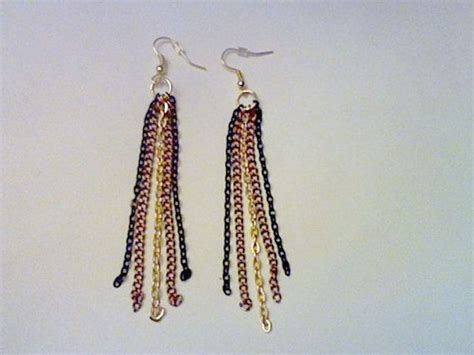 Tricolor Chain Dangle Earrings By Starlitenydesigns On Etsy Tri Color
