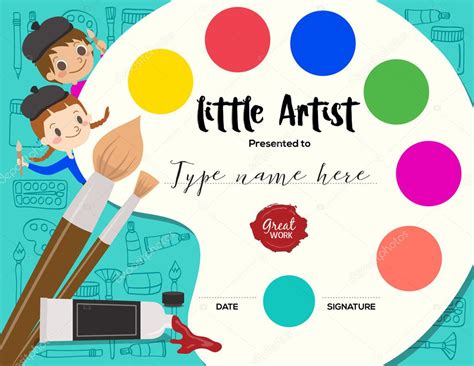 Little Artist Kids Diploma Painting Course Certificate Template