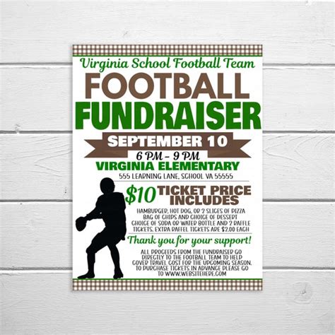 Football Fundraiser Flyer Editable Printable Pta Pto Flyer Etsy