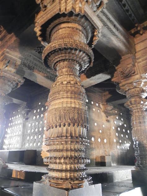 Photo Of Single Stone Carved Pillar Chennakesava Temple Belur
