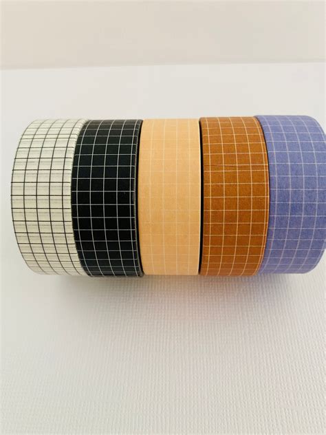 Grid Washi Tape Grid Washi Washi Tape Set Grid Washi Tape Etsy