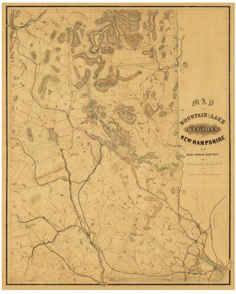 White Mountains 1852 Conant Old Map Reprint New
