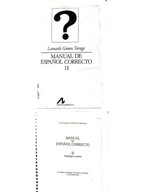 Manual Del Español Correcto Ii Leonardo Gómez Torrego Pdf