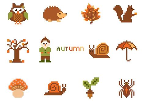 Pixel Autumn Vector Elements Pack Download Free Vector Art Stock