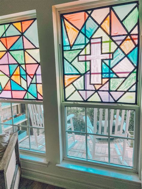 Diy Faux Stained Glass Window Tutorial Life By Leanna Painting On