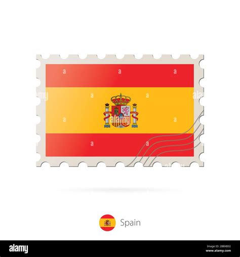 Sello Postal Con La Imagen De La Bandera De España España Bandera