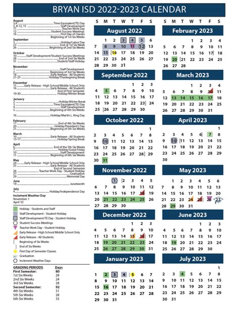 Calendars Bryan Isd