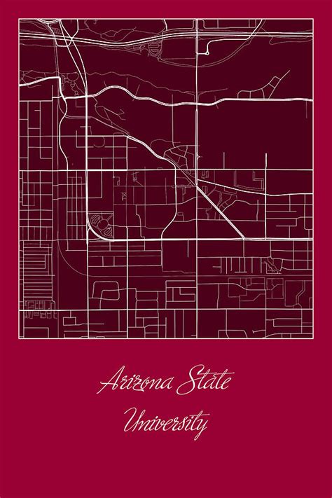 Asu Street Map Arizona State University Tempe Map Digital Art By Jurq