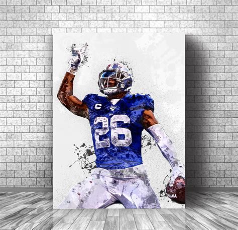 New York Giants Poster Saquon Barkley Canvas Premium Wall Etsy