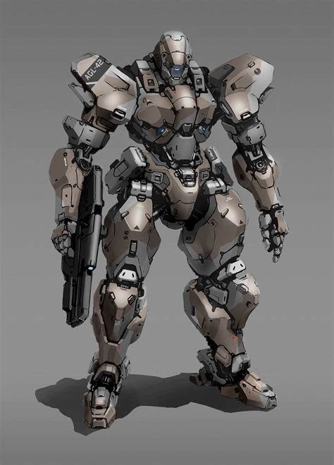Artstation Rifle Mech Aaron De Leon Sci Fi Armor Battle Armor Power Armor Battle Droid