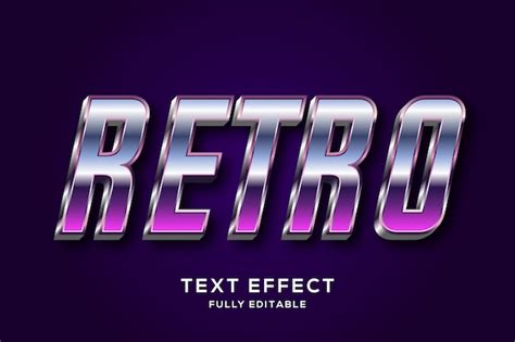 Premium Vector Futuristic 80s Metallic Retro Editable Text Effect