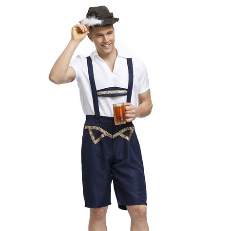 Mens Deluxe Suspenders Bavarian Oktoberfest Adult Lederhosen Costume
