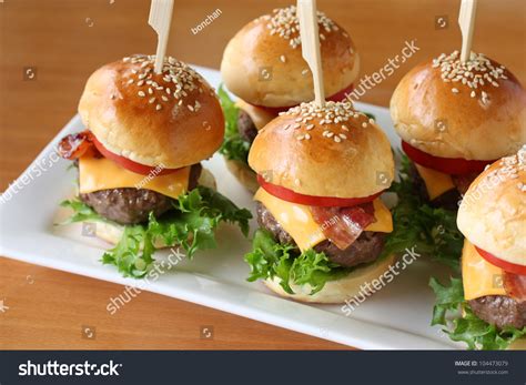 Mini Hamburgers Mini Burgers Party Food Stock Photo