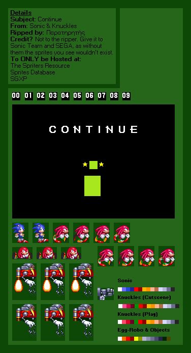 Genesis 32x Scd Sonic And Knuckles Continue Screen The Spriters