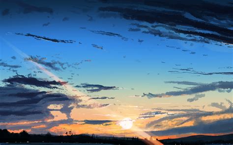 Download Wallpaper 1680x1050 Sunset Sky Anime Clouds Original 1610