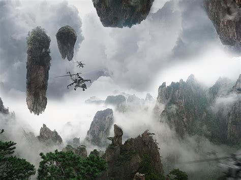 Floating Mountains Planet Helicopter Mountains Avatar Clouds