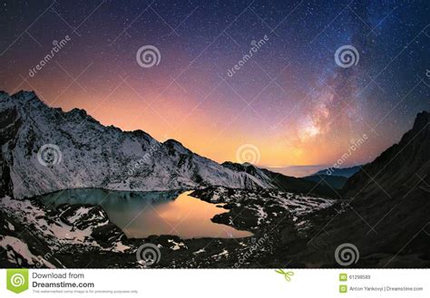 Milky Way Over The Mountains Stock Photo Image 61298589
